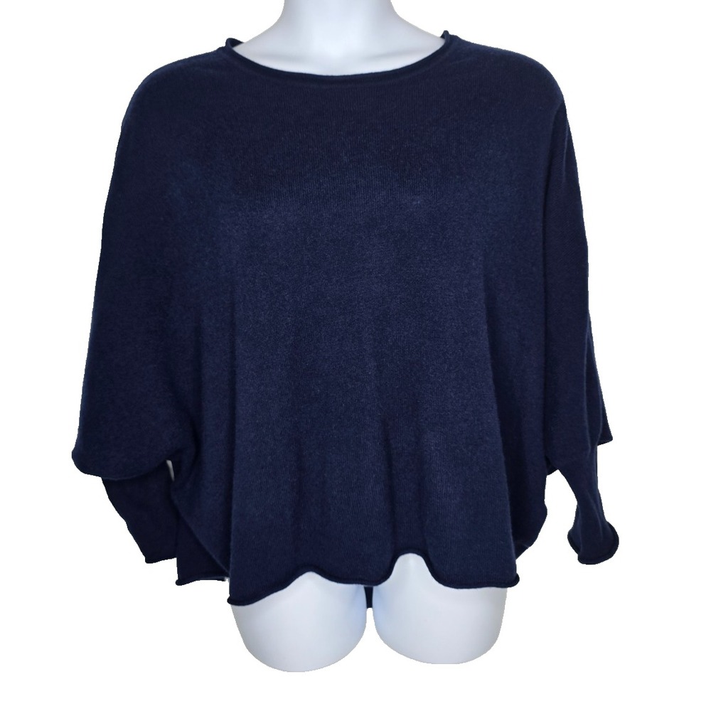 Quince Women's Sweater Size L/XL 100% Cashmere Navy Blue Batwing Oversized